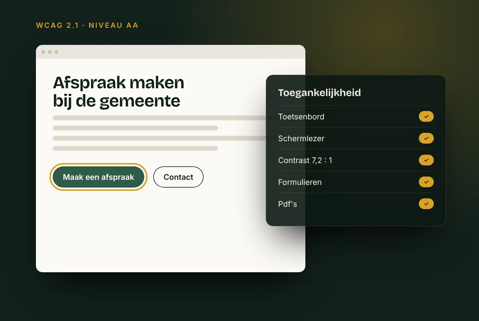Medewerkster in een gemeentehuis test een website met alleen het toetsenbord en een koptelefoon