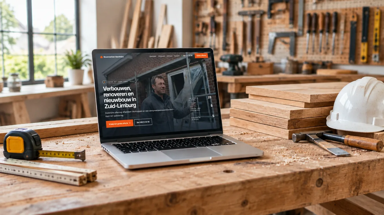 Schermafbeelding van de demosite van Bouwwerken Hendrickx